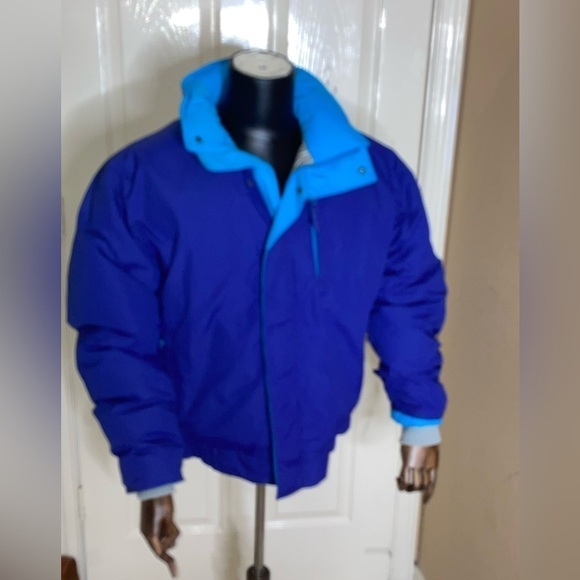 Vintage LL Bean Down Full Zip Jacket Nylon Windbreaker Coat Blue L Men USA Made  - Picture 5 of 11